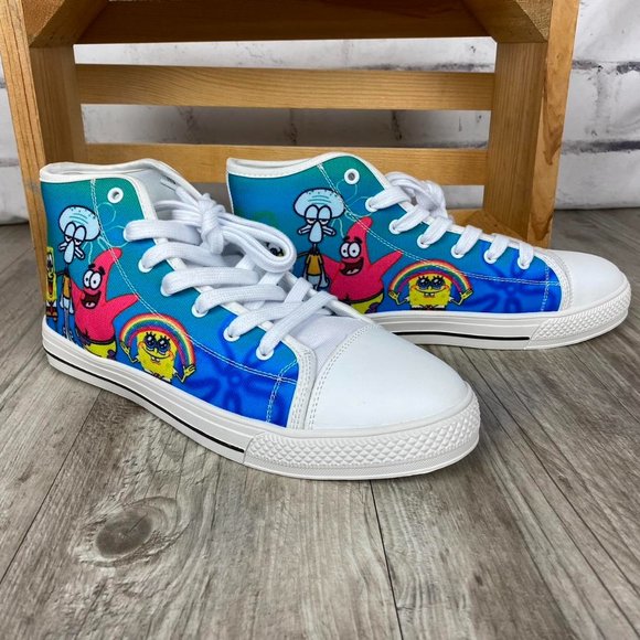 SpongeBob SquarePants Airbrush Look High Top Skater Sneakers - Picture 7 of 8